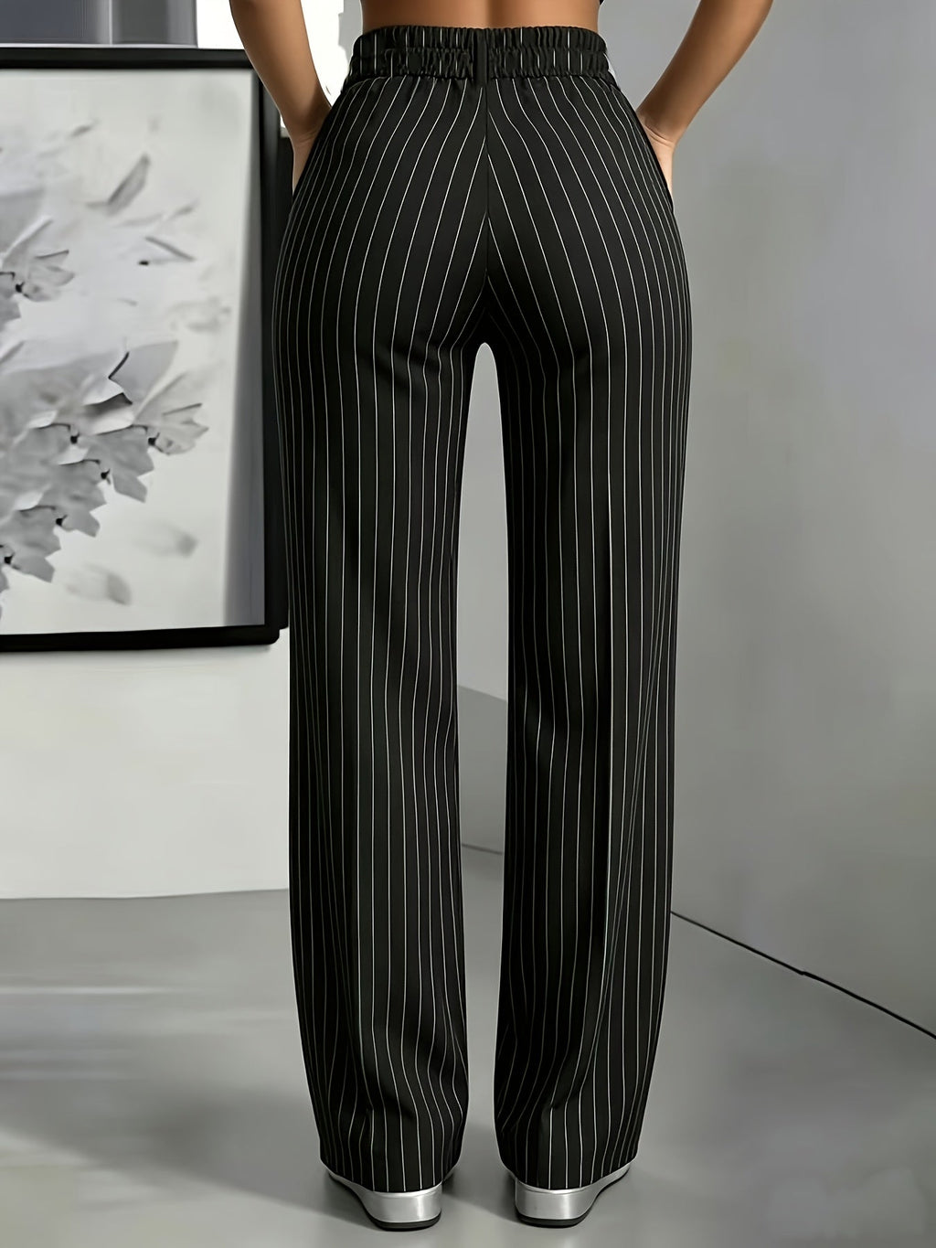 Miss | Pantalon Dames Krijtstreep Hoge Taille Rechte Pijp