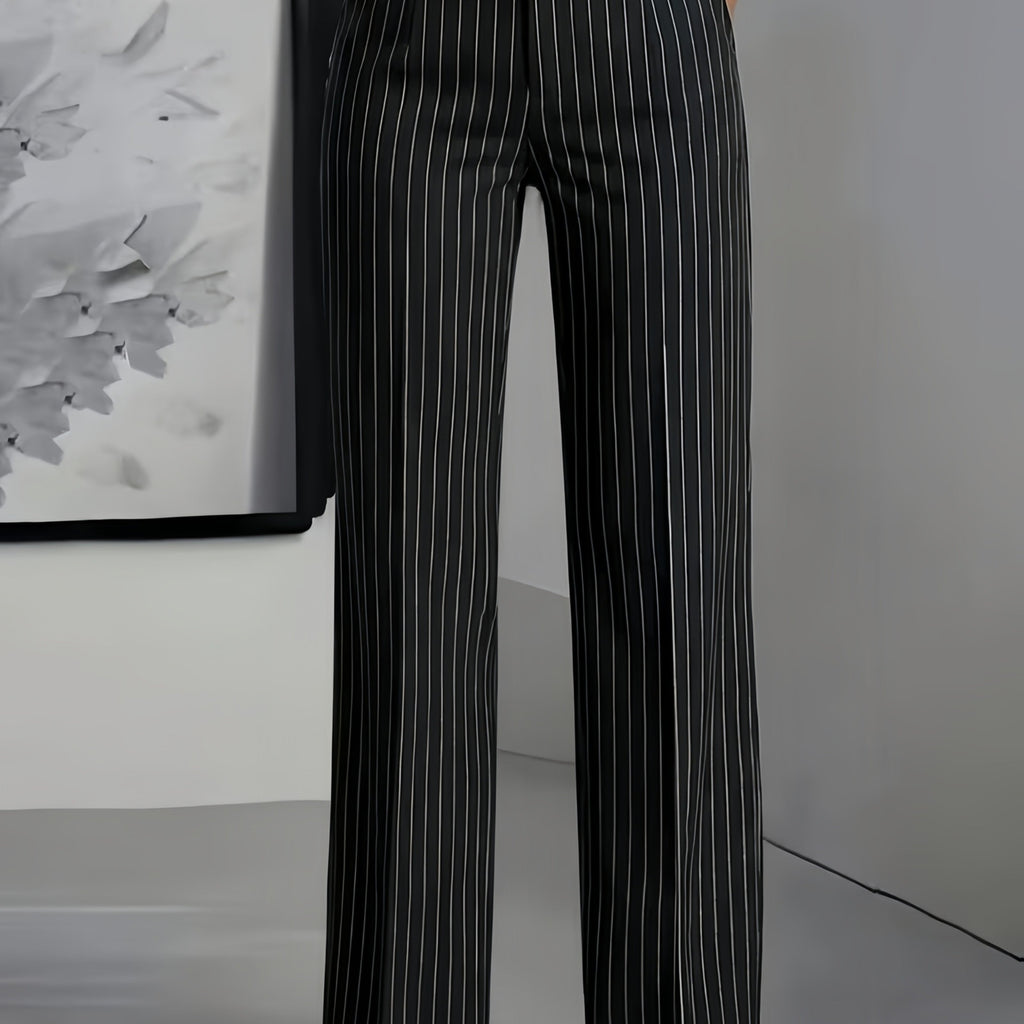 Miss | Pantalon Dames Krijtstreep Hoge Taille Rechte Pijp