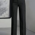 Miss | Pantalon Dames Krijtstreep Hoge Taille Rechte Pijp