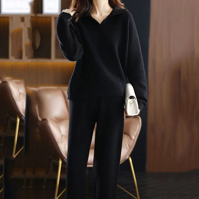 Miss | Tweedelige Set Dames Polokraag – Co-ord Set Kasjmier