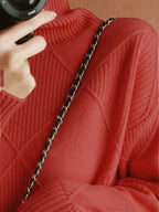 Miss | Trui Dames Oversized Hoge Kraag Ruitpatroon - Gebreid