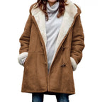 Jas Dames Fleece Capuchon Midi Vintage