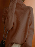 Miss | Trui Dames Oversized Hoge Kraag Ruitpatroon - Gebreid