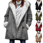 Jas Dames Fleece Capuchon Midi Vintage