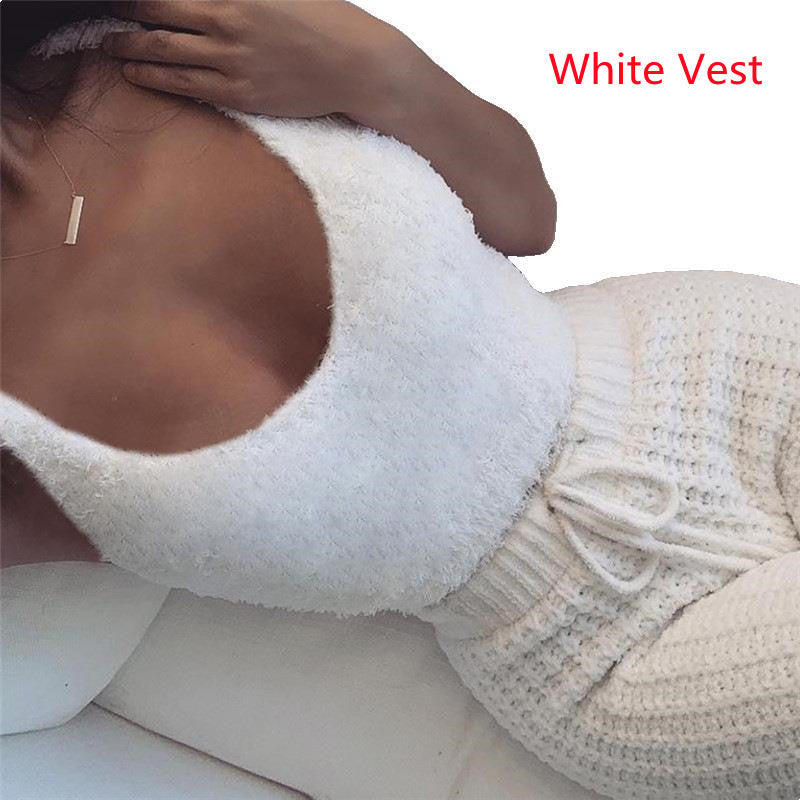 Nachtkleding Dames 3-Delig Fluweel Korte Broek & Crop Top