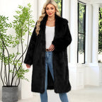 Jas Dames Lang Fluffy Faux Fur Lange Mouw