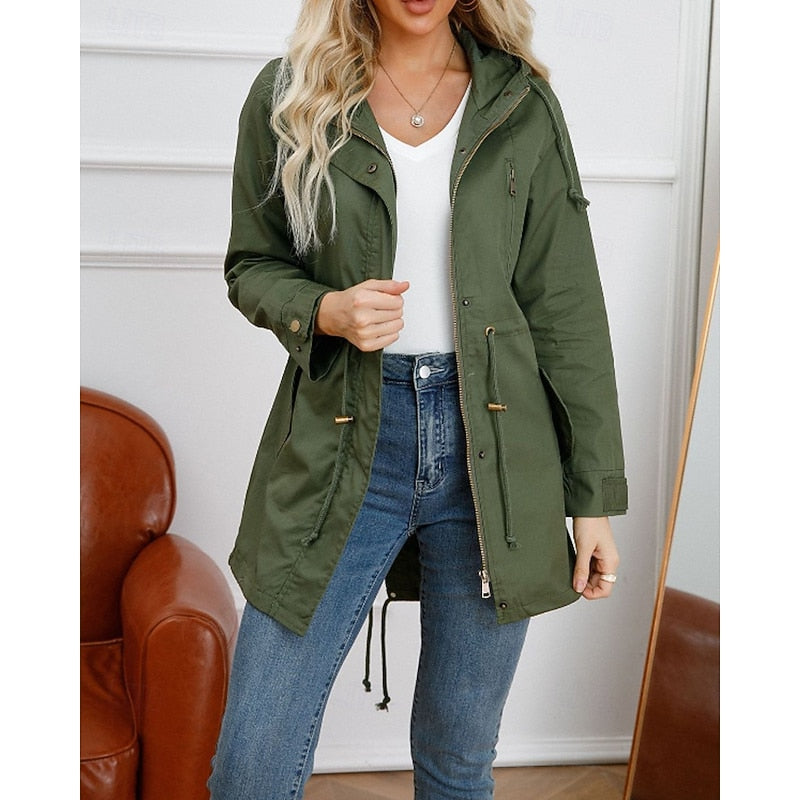 Miss | Jas Dames Utility Capuchon Verstelbare Taille