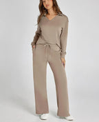Tweedelige Set Dames Lange Mouwen Relaxed – Co-ord Set - Bruin