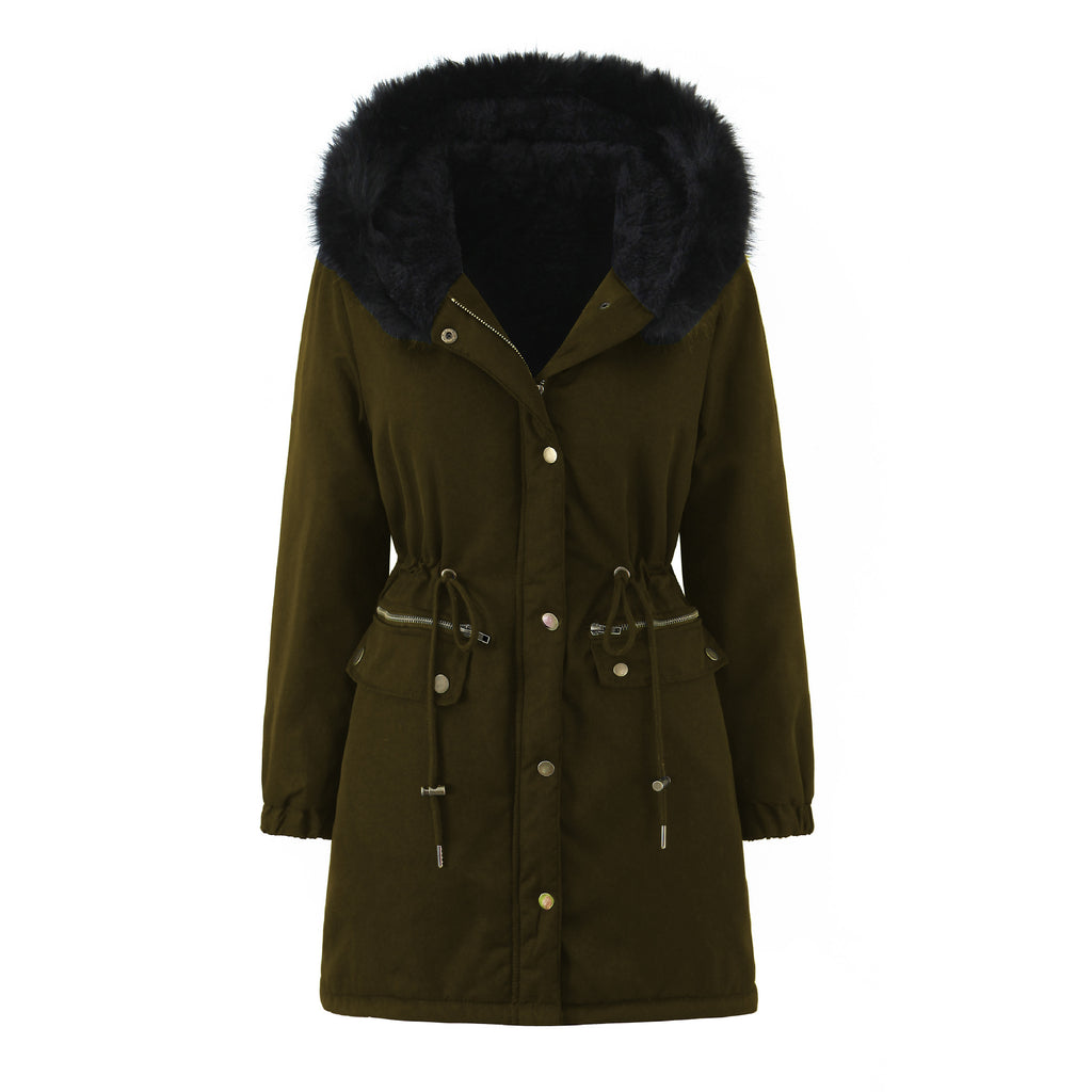 Jas Dames Gewatteerd Capuchon Lange Mouw Casual