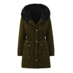 Jas Dames Gewatteerd Capuchon Lange Mouw Casual