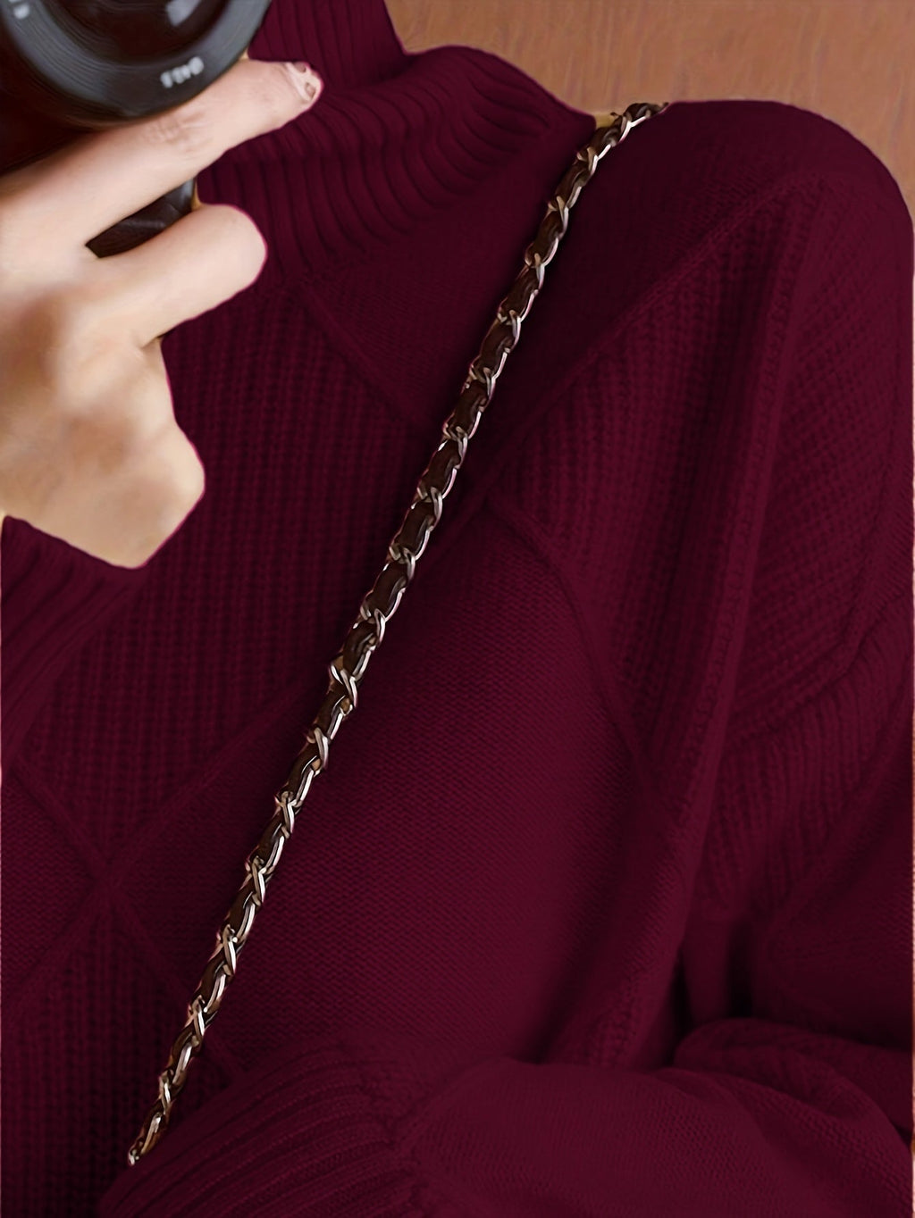Miss | Trui Dames Oversized Hoge Kraag Ruitpatroon - Gebreid