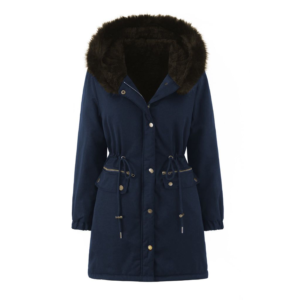 Jas Dames Gewatteerd Capuchon Lange Mouw Casual