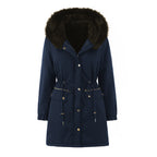 Jas Dames Gewatteerd Capuchon Lange Mouw Casual