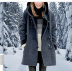 Jas Dames Fleece Capuchon Midi Vintage