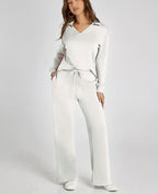 Tweedelige Set Dames Lange Mouwen Relaxed – Co-ord Set - Wit