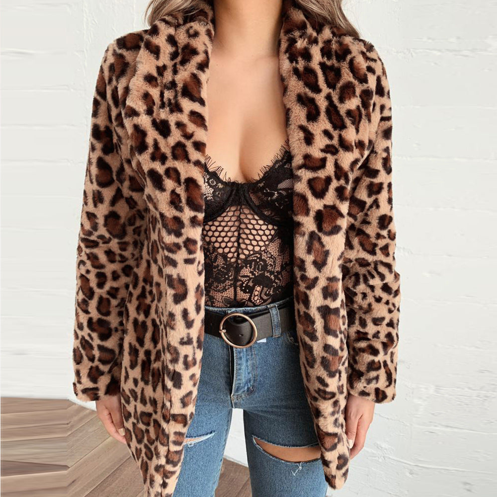 Blazer Dames Luipaardprint Blazerkraag Midi