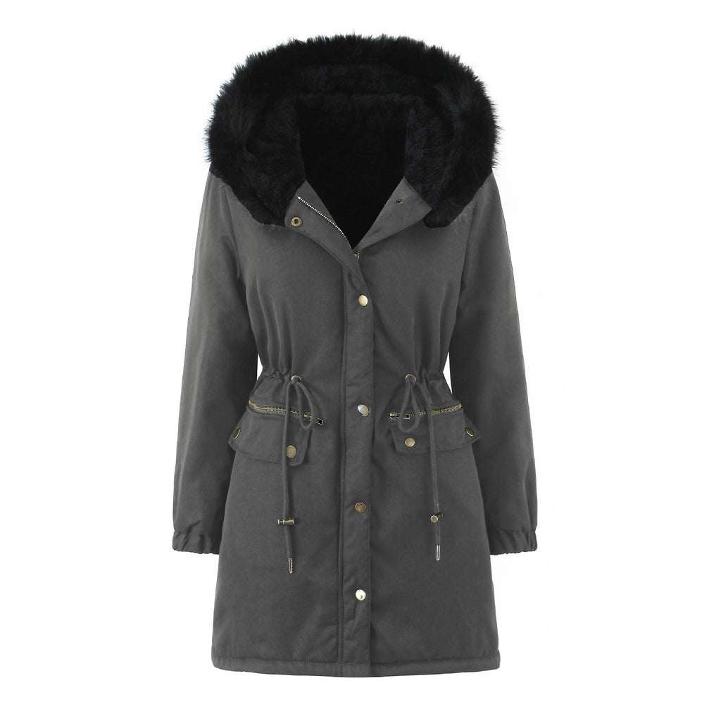 Jas Dames Gewatteerd Capuchon Lange Mouw Casual