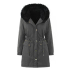 Jas Dames Gewatteerd Capuchon Lange Mouw Casual