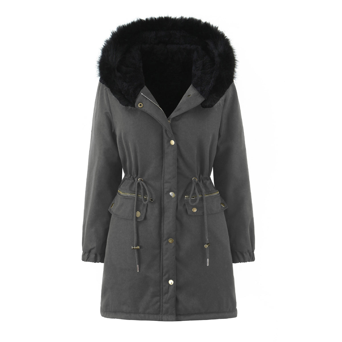 Jas Dames Gewatteerd Capuchon Lange Mouw Casual