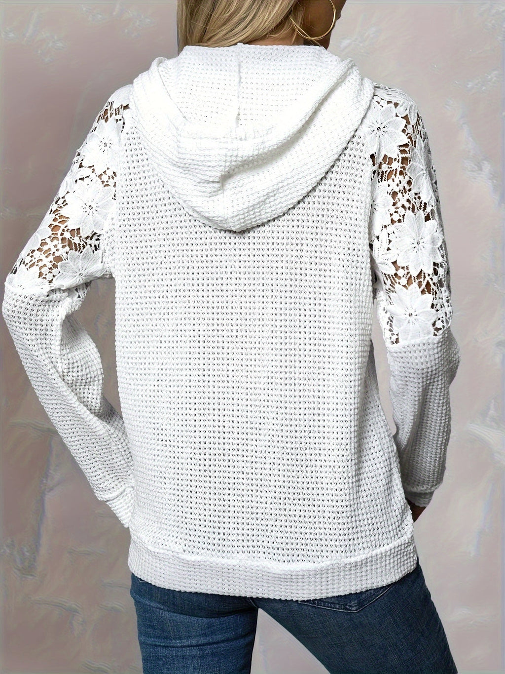 Miss | Hoodie Dames Relaxed Wafelstructuur Bloemenaccenten