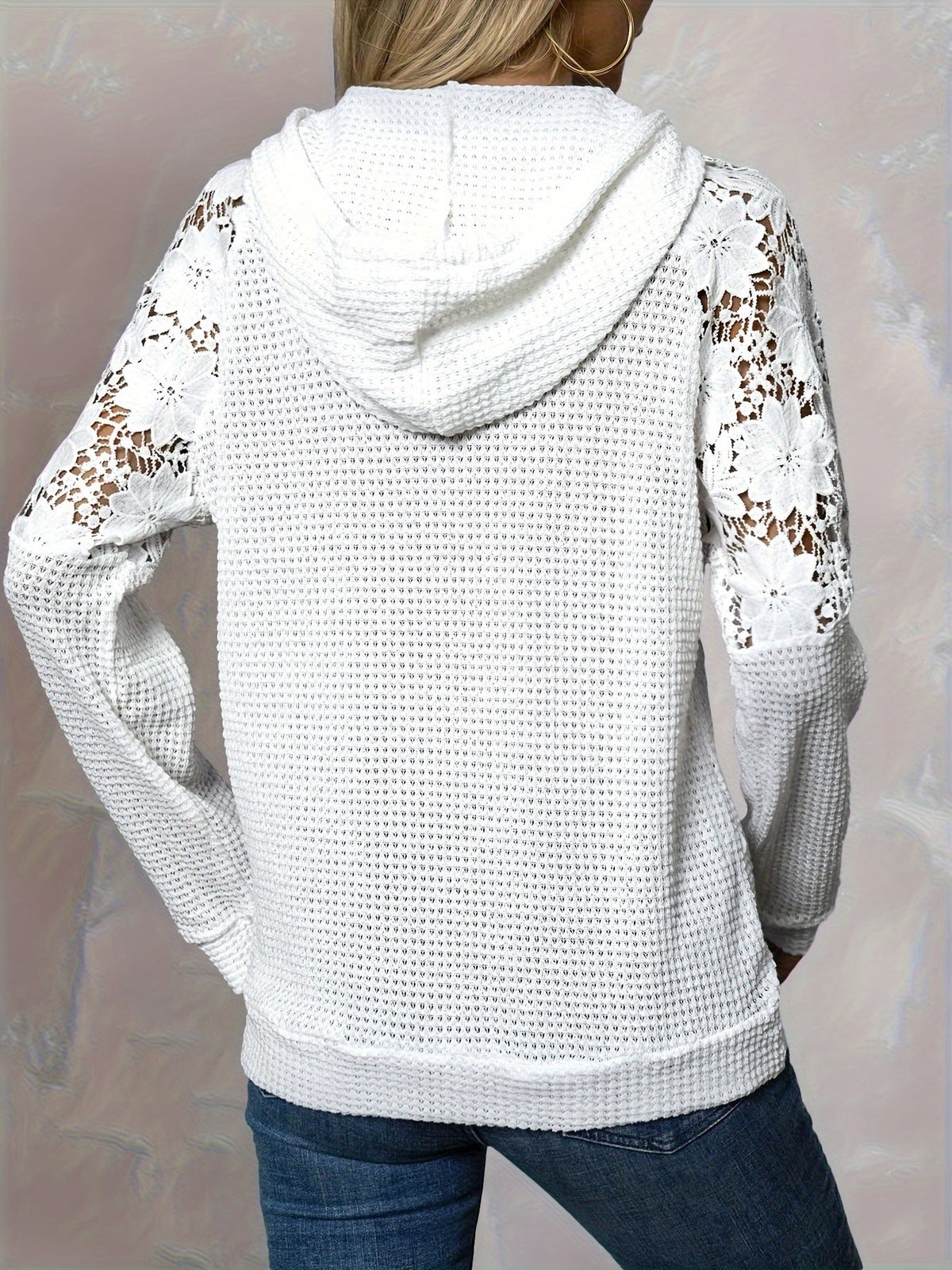 Miss | Hoodie Dames Relaxed Wafelstructuur Bloemenaccenten
