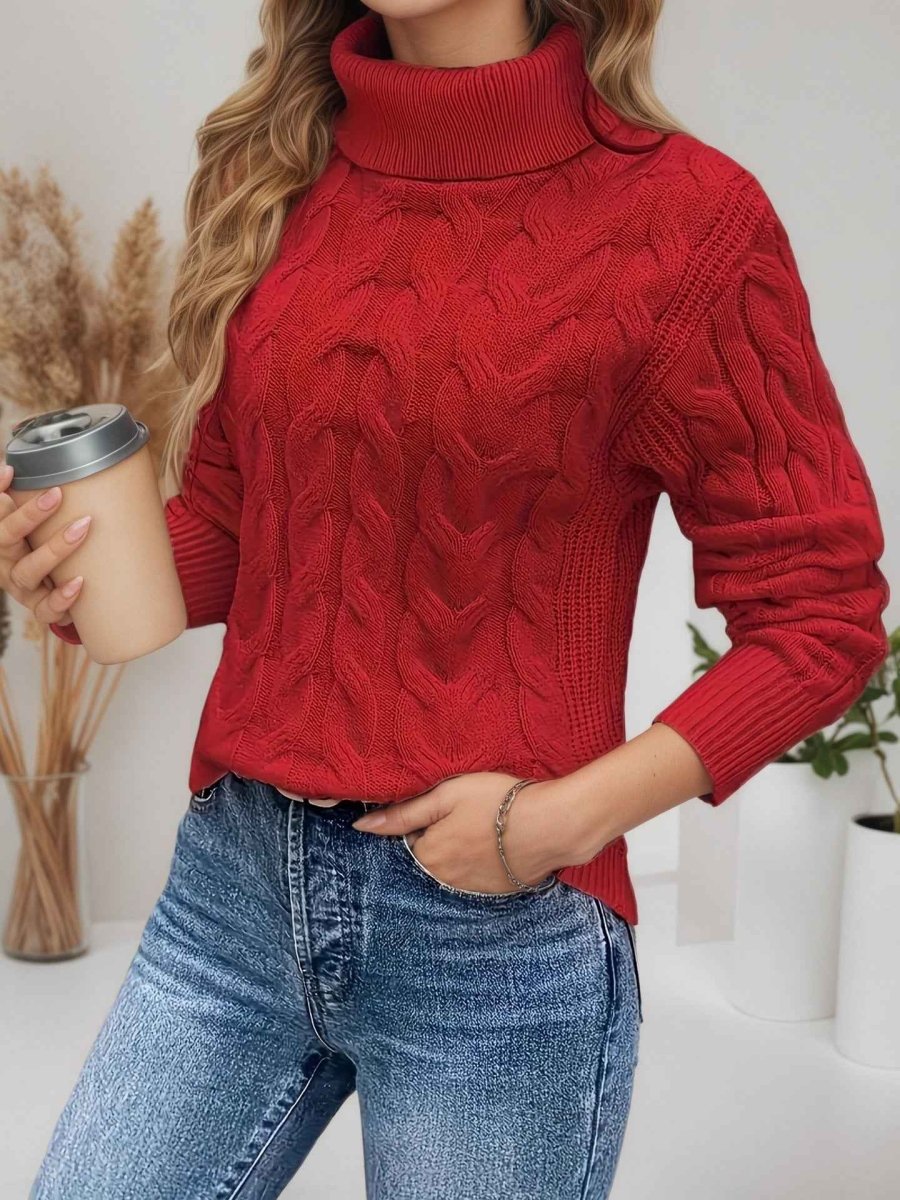 Miss | Jurk Dames Coltrui Kabelbreisel Lange Mouw - Gebreid