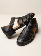 Fisherman Sandalen Zwart Leer Dames - Miss Madera