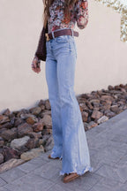 Flare Jeans Dames | 100% Katoen Denim Mid - Rise - Miss Madera