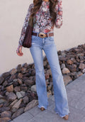Flare Jeans Dames | 100% Katoen Denim Mid - Rise - Miss Madera