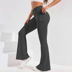 Flared Yoga Legging Dames | High Waist Telefoonzak - Miss Madera