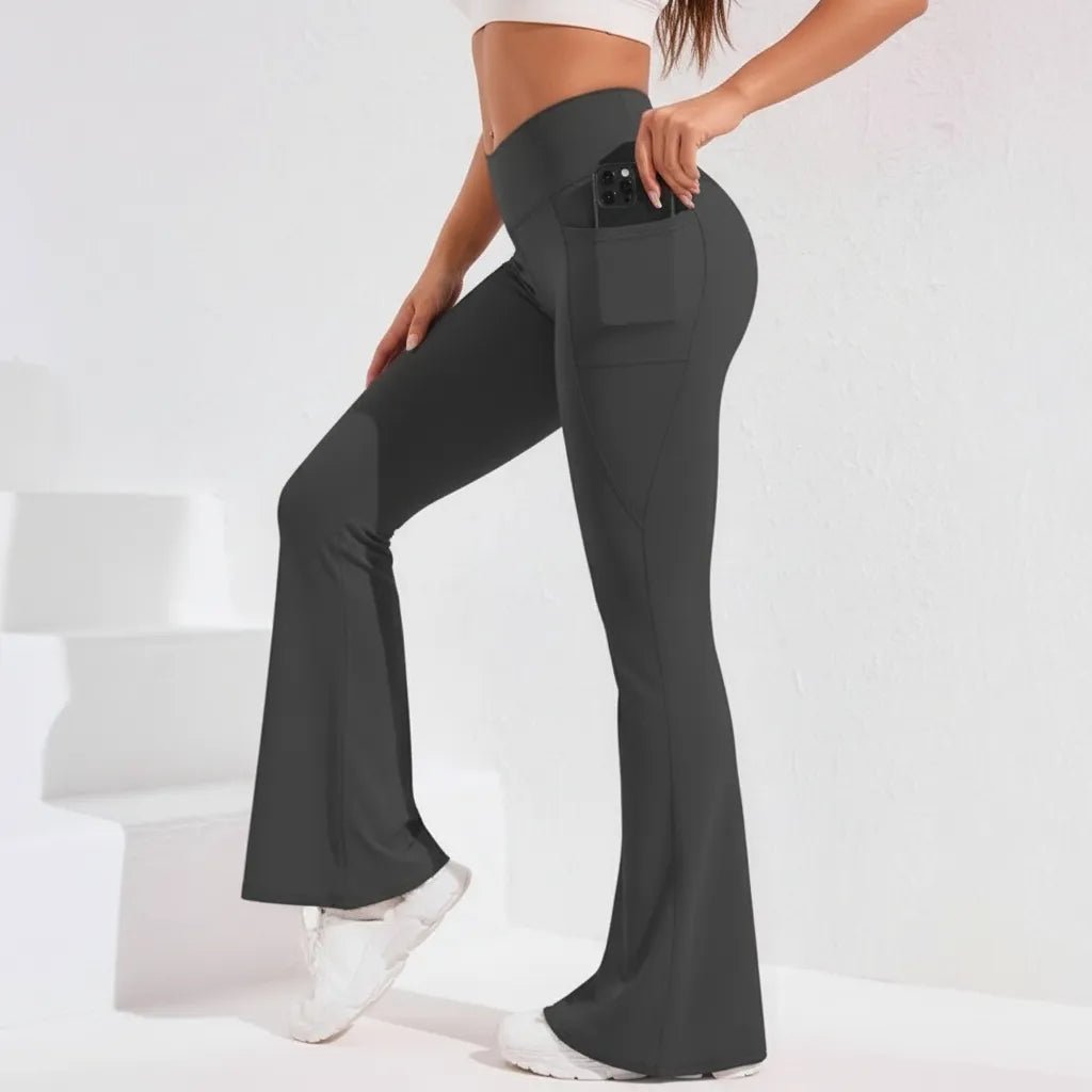 Flared Yoga Legging Dames | High Waist Telefoonzak - Miss Madera