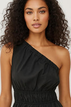 Gebreide Jurk Dames | Asymmetrisch Schouder Elastische Taille - Miss Madera