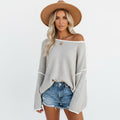 Gebreide Off - Shoulder Trui Dames | Relaxed Fijngebreid - Miss Madera