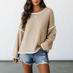 Gebreide Off - Shoulder Trui Dames | Relaxed Fijngebreid - Miss Madera
