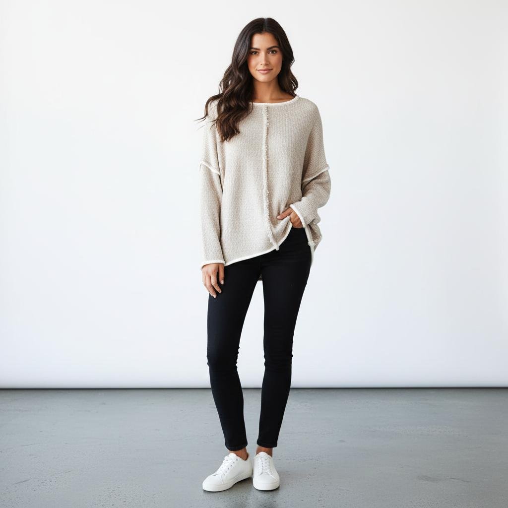 Gebreide Off - Shoulder Trui Dames | Relaxed Fijngebreid - Miss Madera
