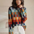 Gebreide Oversized Sweater Dames | Checkerboard Print - Miss Madera