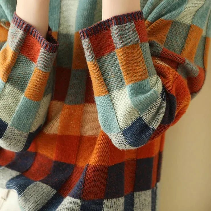 Gebreide Oversized Sweater Dames | Checkerboard Print - Miss Madera