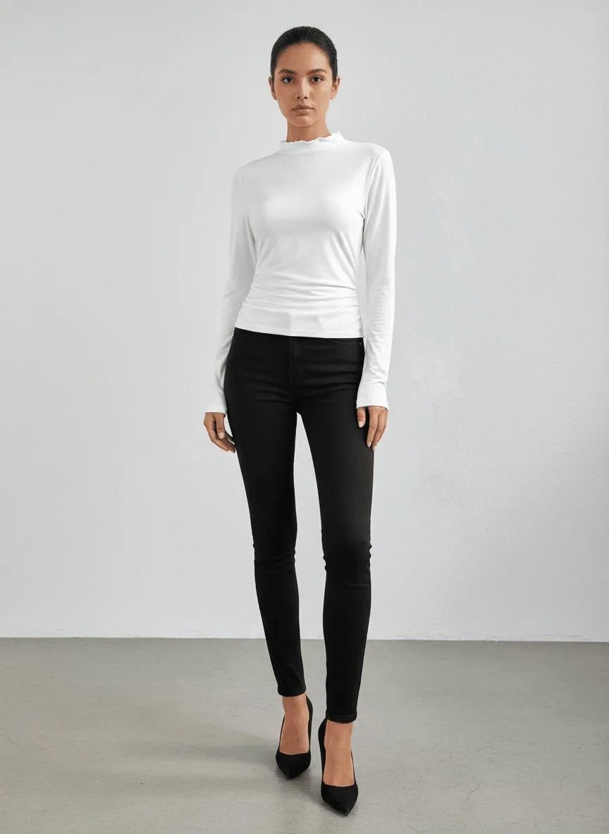 Gebreide Top Dames | Asymmetrisch Ruche Mouwloos - Miss Madera