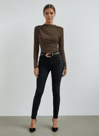 Gebreide Top Dames | Asymmetrisch Ruche Mouwloos - Miss Madera