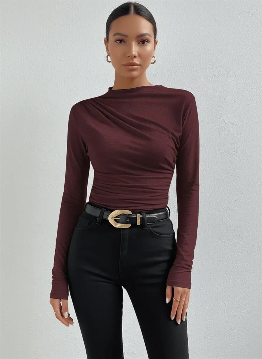 Gebreide Top Dames | Asymmetrisch Ruche Mouwloos - Miss Madera