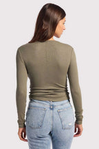 Geribbelde Longsleeve Dames | Crew Neck Fitted Katoen - Miss Madera