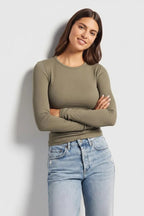 Geribbelde Longsleeve Dames | Crew Neck Fitted Katoen - Miss Madera