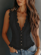 Getailleerd Leren Kant Blouse Dames | Nauwsluitend - Miss Madera