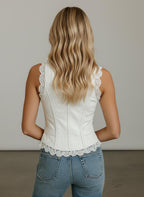 Getailleerd Leren Kant Blouse Dames | Nauwsluitend - Miss Madera