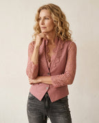 Getailleerde Kant Blazer | Romantisch Silhouet met Knoopsluiting - Miss Madera