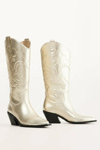 Gouden Cowboy Laarzen Dames met Blokhak - Miss Madera