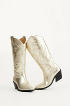 Gouden Cowboy Laarzen Dames met Blokhak - Miss Madera