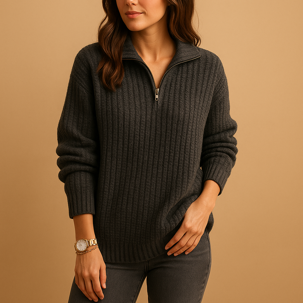 Trui Dames Half-Zip Colkraag Regular Fit