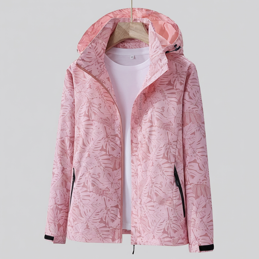 Jas Dames Lichtgewicht Winddicht met Capuchon - Polyester - Lichtroze