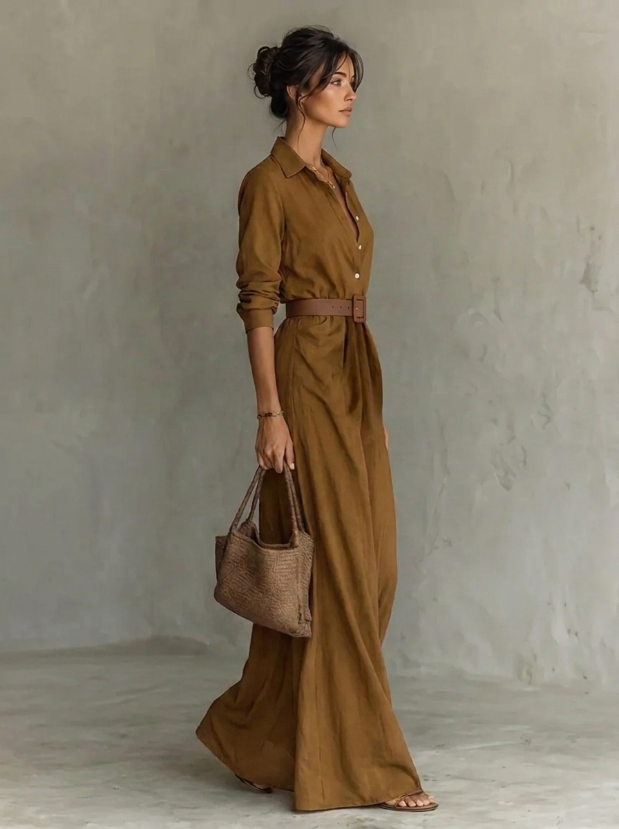 Jurk Dames Elegante Maxi Kanten Kraag - Viscose